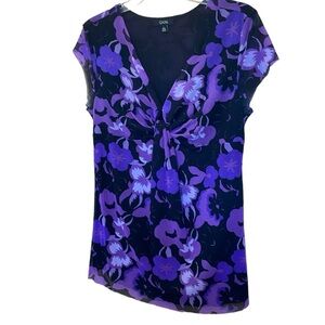 EUC GNW Boho nylon top in purple floral, Size L